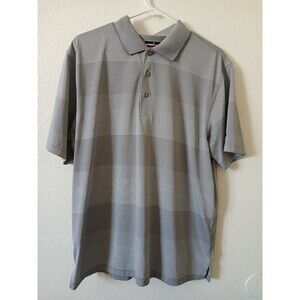 Grand Slam Performance Short Sleeve Striped Golf Polo Gray Size Large